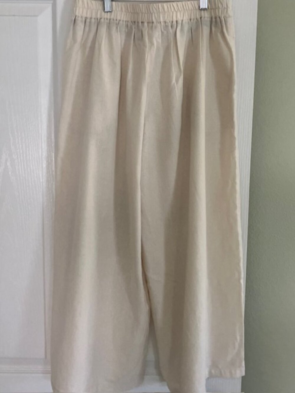Women's wide leg cropped cotton pants S L cream - Picture 4 of 5